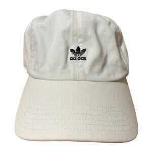 adidas White Black Embroidered Logo Strap Hat Dad Cap Adjustable